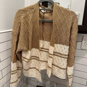 Mustard Seed Tan and Cream Cardigan